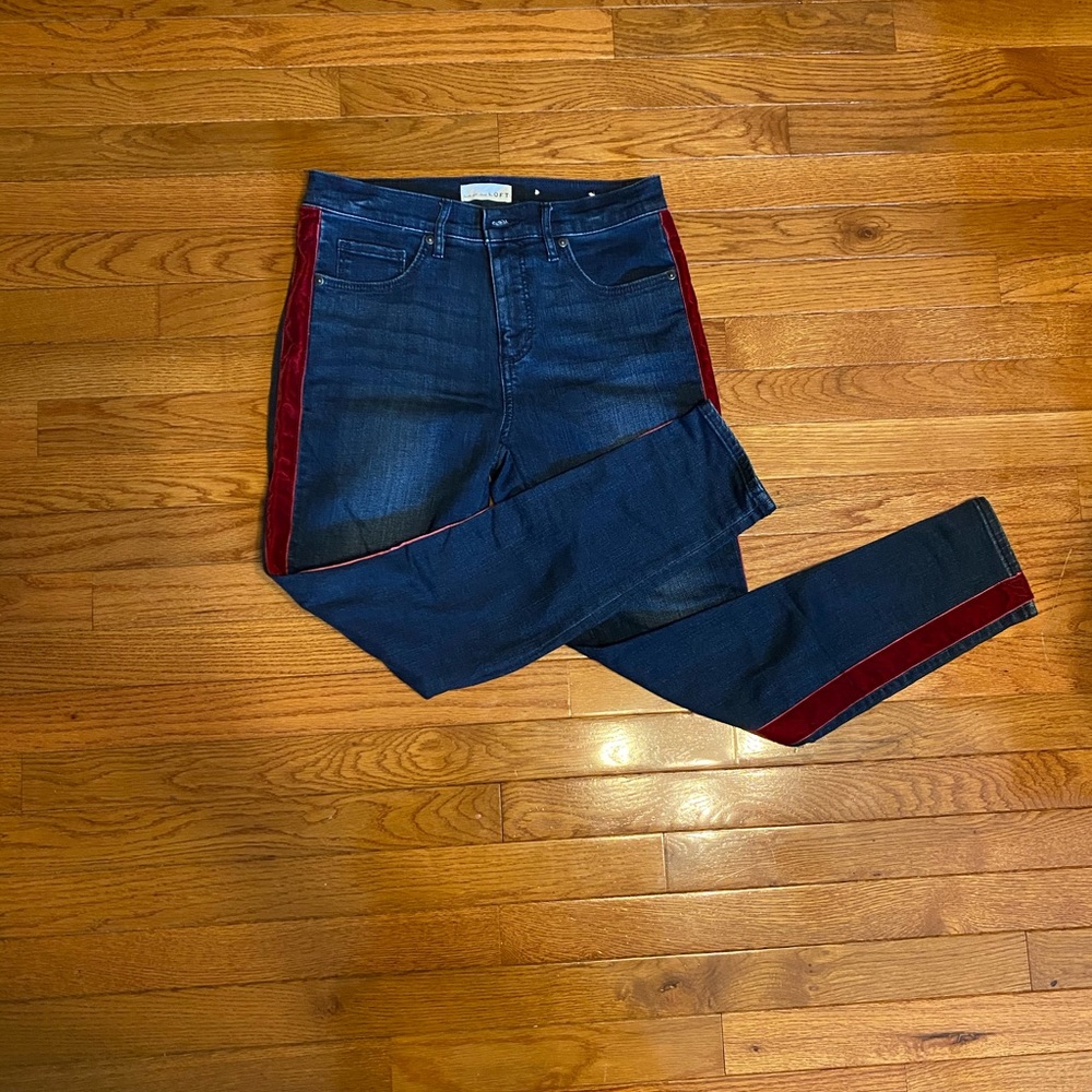 Loft Jeans with red velvet strips